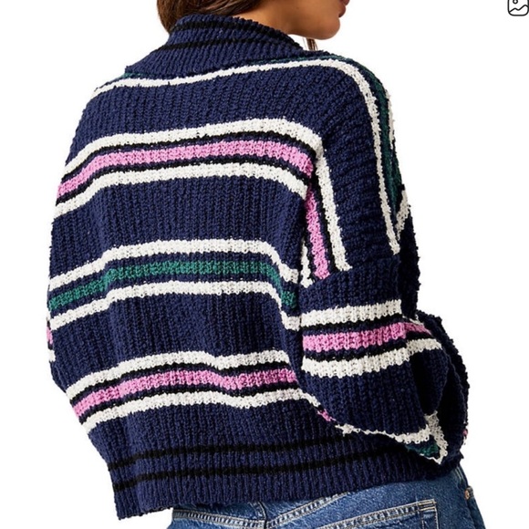 Free People Pullover Kennedy Striped Navy Sweater size small - Picture 4 of 5
